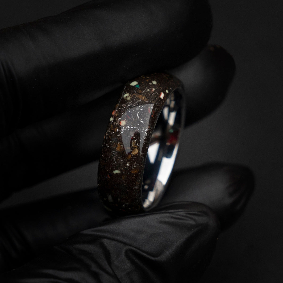 Meteorite ring, Space ring, Glow ring, Men's Meteorite Wedding Band, Unique wedding band, Men's Durable Wedding Ring,LunarJewelryforHim