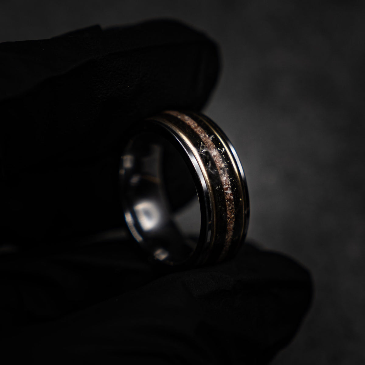 Megalodon Dinosaur bone ring, handmade jewelry, meteorite rings, dinosaur meteorite ring, tungsten wedding band, mens wedding band | Decazi