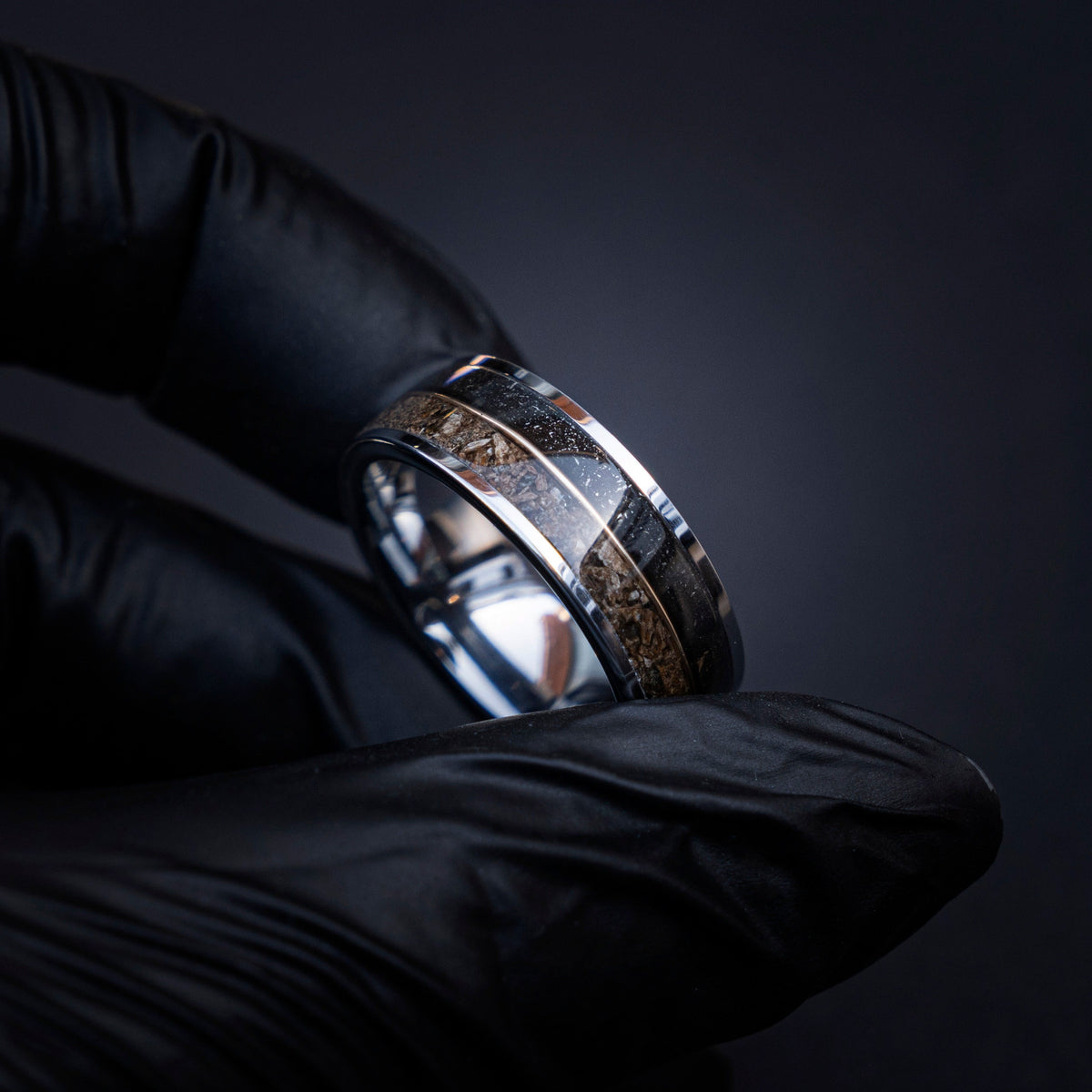 T-rex Dinosaur bone meteorite engagement ring, meteorite ring, mens ring, meteorite ring, dinosaur ring, unique ring, handmade jewelry