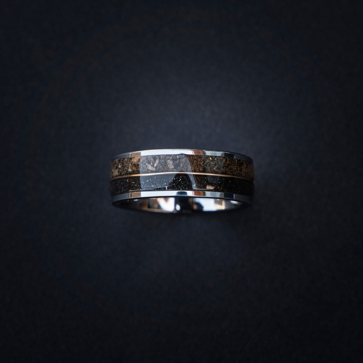 T-rex Dinosaur bone meteorite engagement ring, meteorite ring, mens ring, meteorite ring, dinosaur ring, unique ring, handmade jewelry