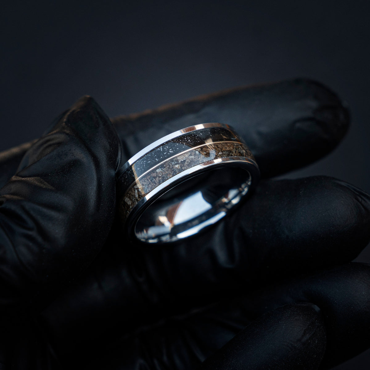 T-rex Dinosaur bone meteorite engagement ring, meteorite ring, mens ring, meteorite ring, dinosaur ring, unique ring, handmade jewelry