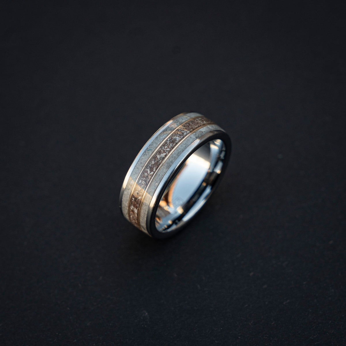Trex Dinosaur Bone Moonstone Tungsten Ring, moon ring, Rainbow moonstone, Gemstone ring, Glow In The Dark, Men's Wedding Band, Tungsten Band