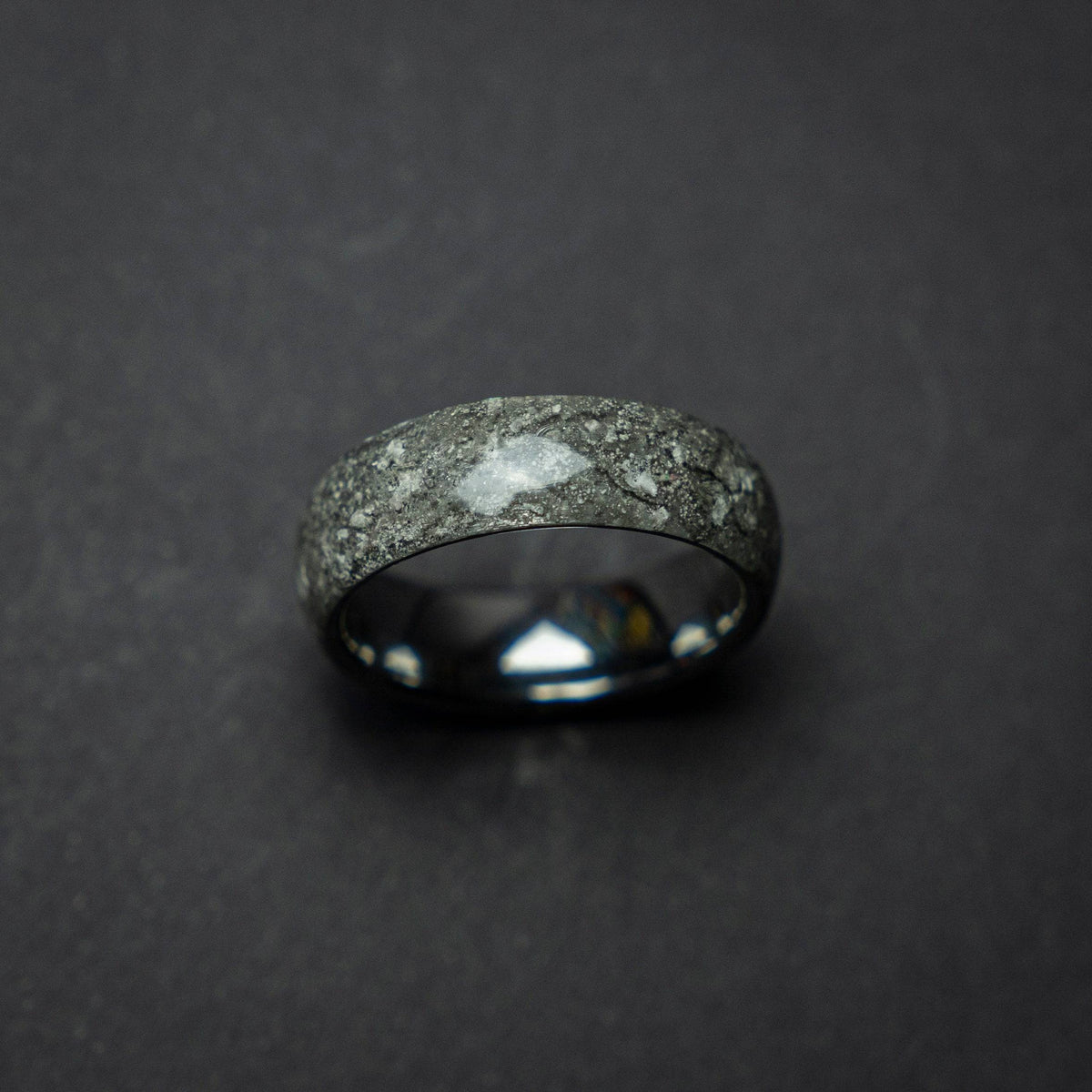 Lunar Meteorite Domed Tungsten Ring