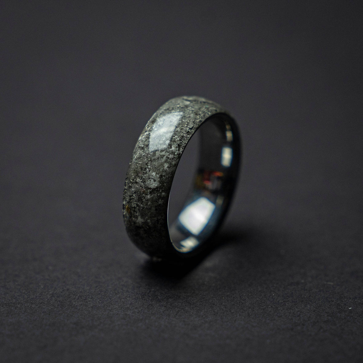 Lunar Meteorite Domed Tungsten Ring