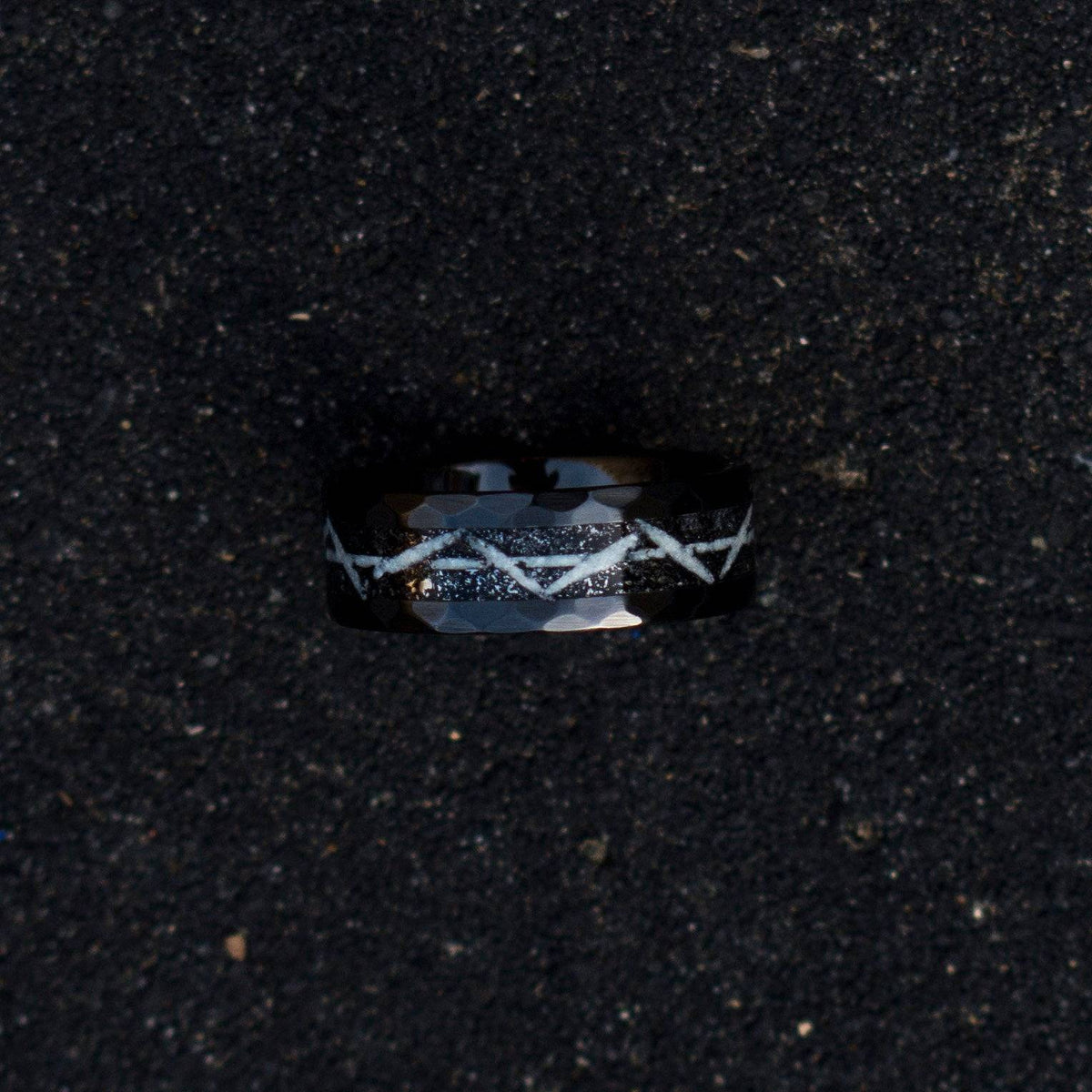 Marvel Venom Black Hammerd ceramic ring, wedding, mens wedding band, opal ring, meteorite, meteorite ring, ceramic ring.