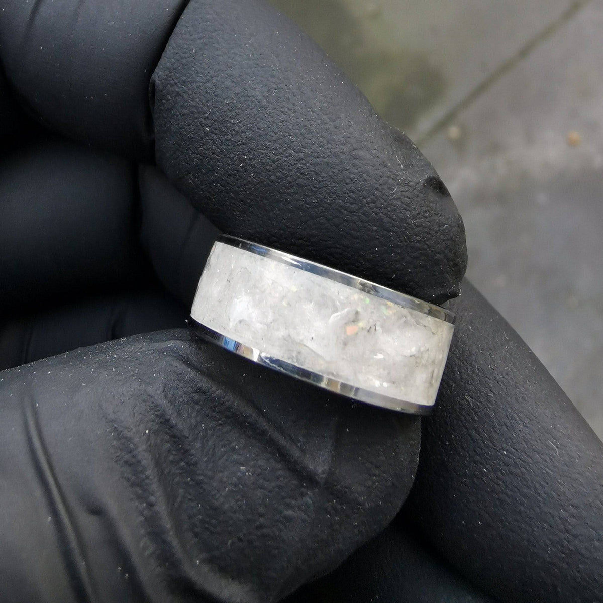 Tungsten ring with Herkimer diamond