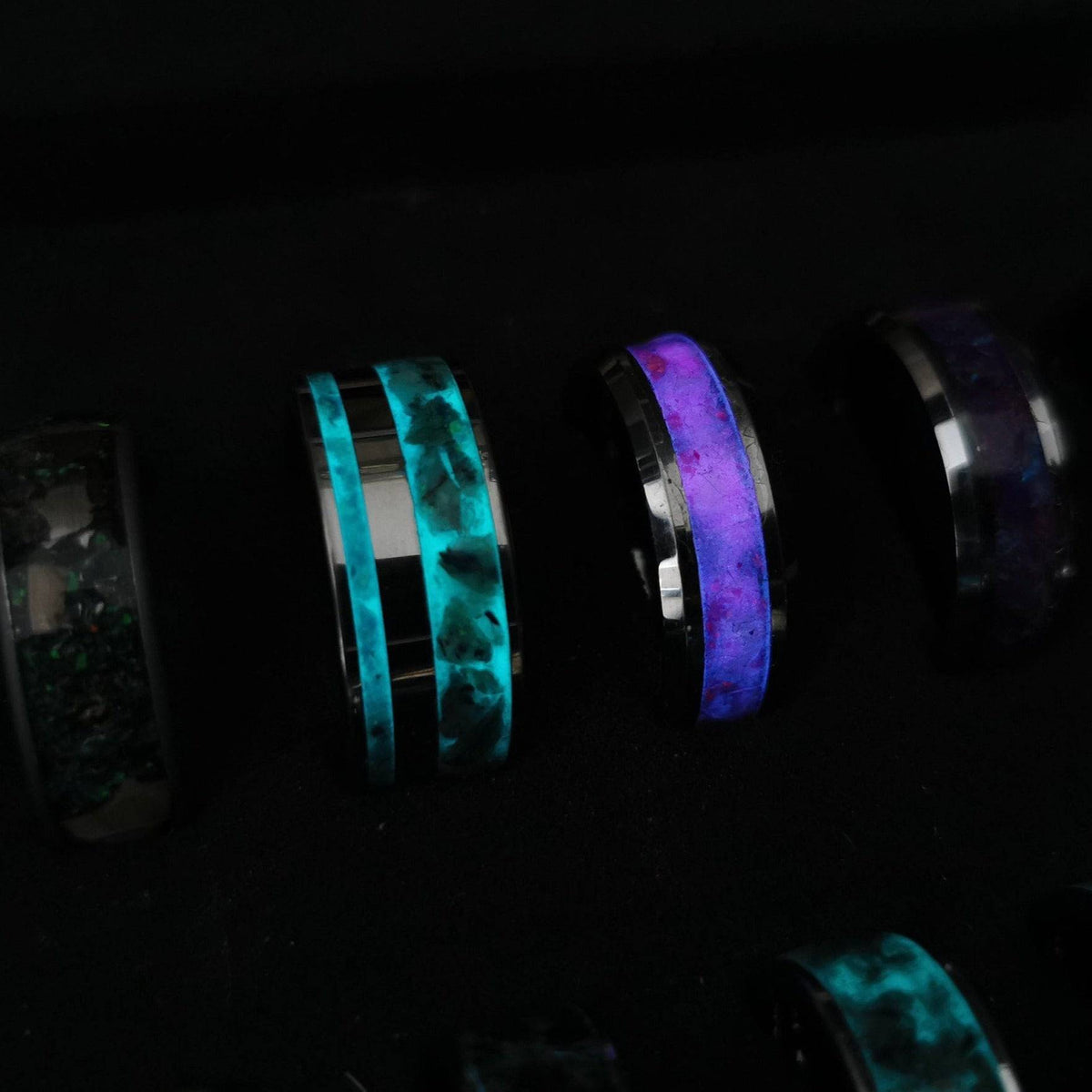 Tungsten Ring With Rose Quartz Inlay