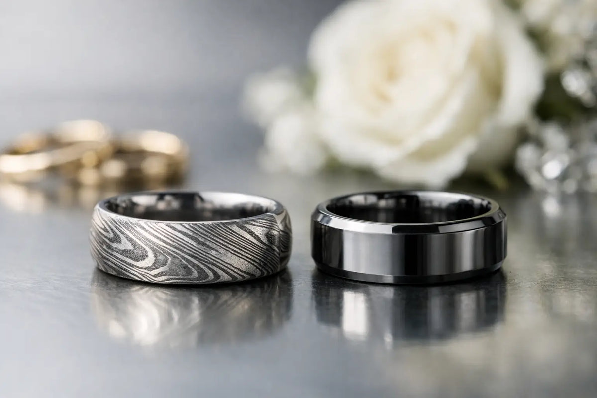 Damascus Steel Versus Tungsten for Wedding Rings