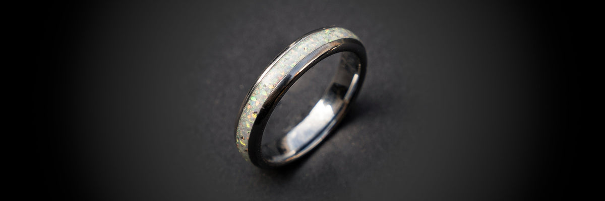 Black opal tungsten wedding ring bands for men and women  