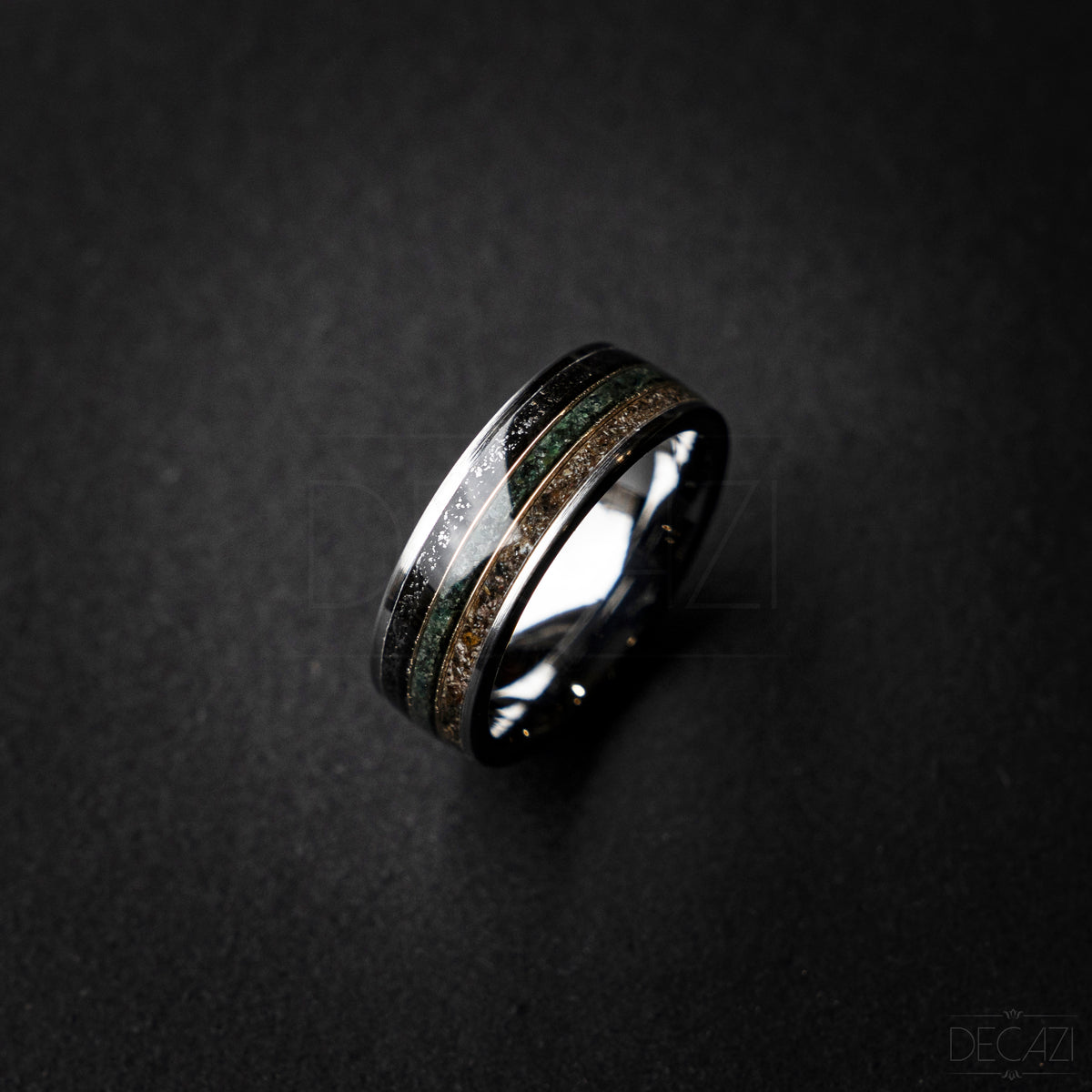 0Copy of Flat tungsten filled with kyanite 8 mm (Copy) - Decazi