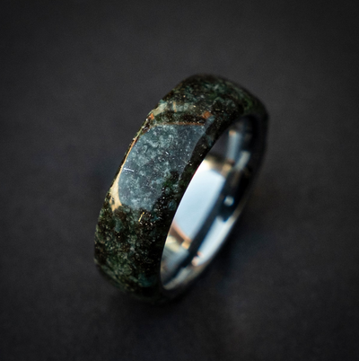 Tungsten ring core with Moss agate 8 mm for Jacob - Decazi