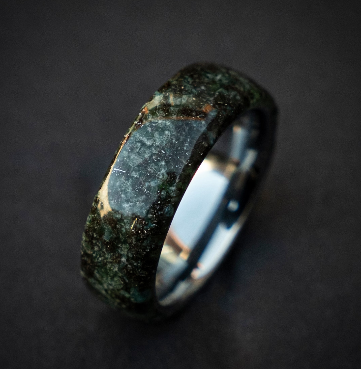 Tungsten ring core with Moss Agate 6 mm for Lillie - Decazi