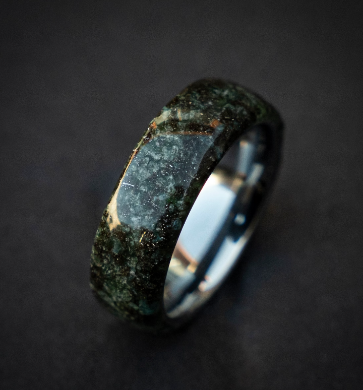 Tungsten ring core with Moss agate 8 mm for Alexandria - Decazi