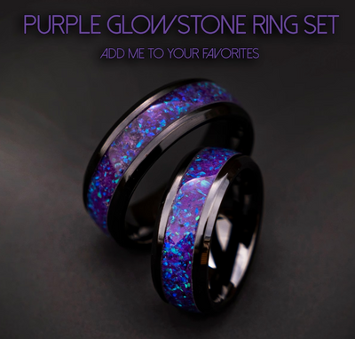Beveled ceramic purple glow stone ring filled with ashes 8 mm - Decazi
