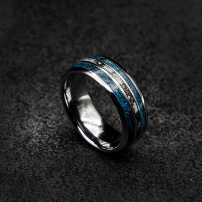 Triple inlay tungsten ring filled with special inlay (see description) 8 mm for Rebecca - Decazi