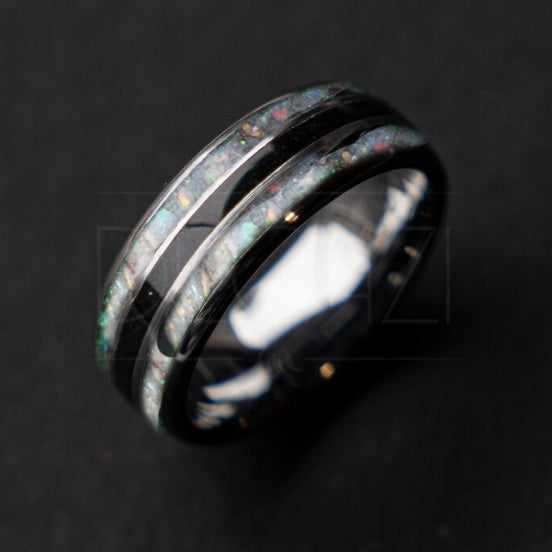 Triple inlay tungsten filled with White opal and Black pigment 8 mm for Sam