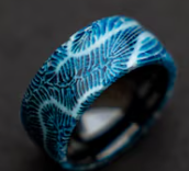 Ceramic ring core 10 mm Blue Coral ring for Joe