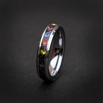 4mm Meteorite ring, The Six Infinity Stones Mens Ring, Comic Book Inspired Cubic Zirconia Ring, Tungsten Engagement Ring, Anime Fan Art Gift