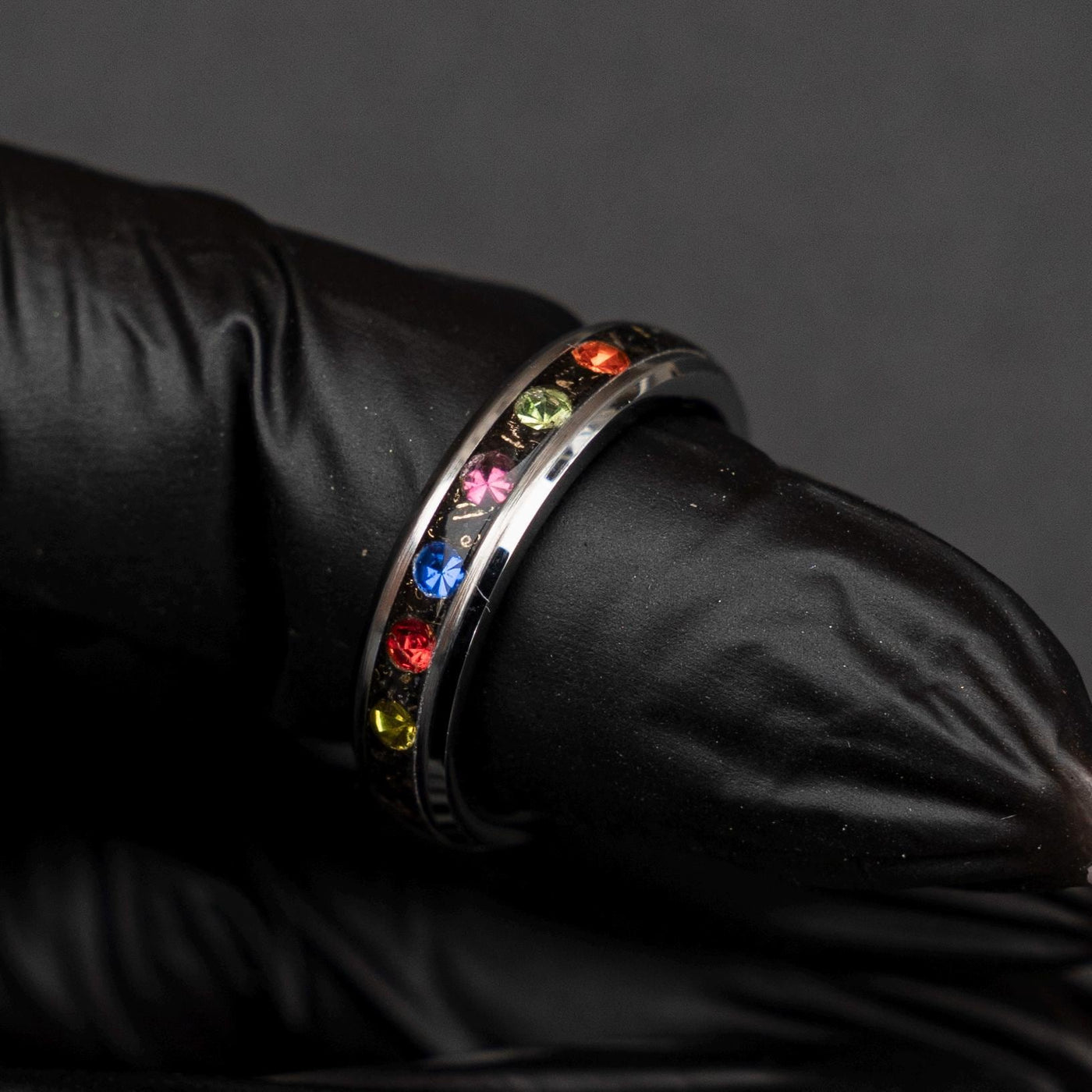 4mm Meteorite ring, The Six Infinity Stones Mens Ring, Comic Book Inspired Cubic Zirconia Ring, Tungsten Engagement Ring, Anime Fan Art Gift