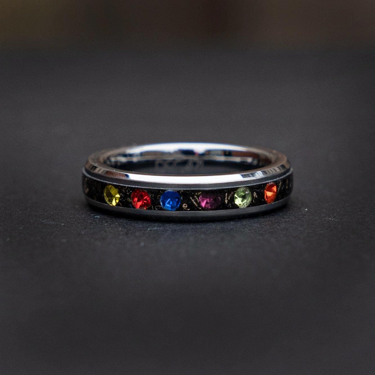 4mm Meteorite ring, The Six Infinity Stones Mens Ring, Comic Book Inspired Cubic Zirconia Ring, Tungsten Engagement Ring, Anime Fan Art Gift