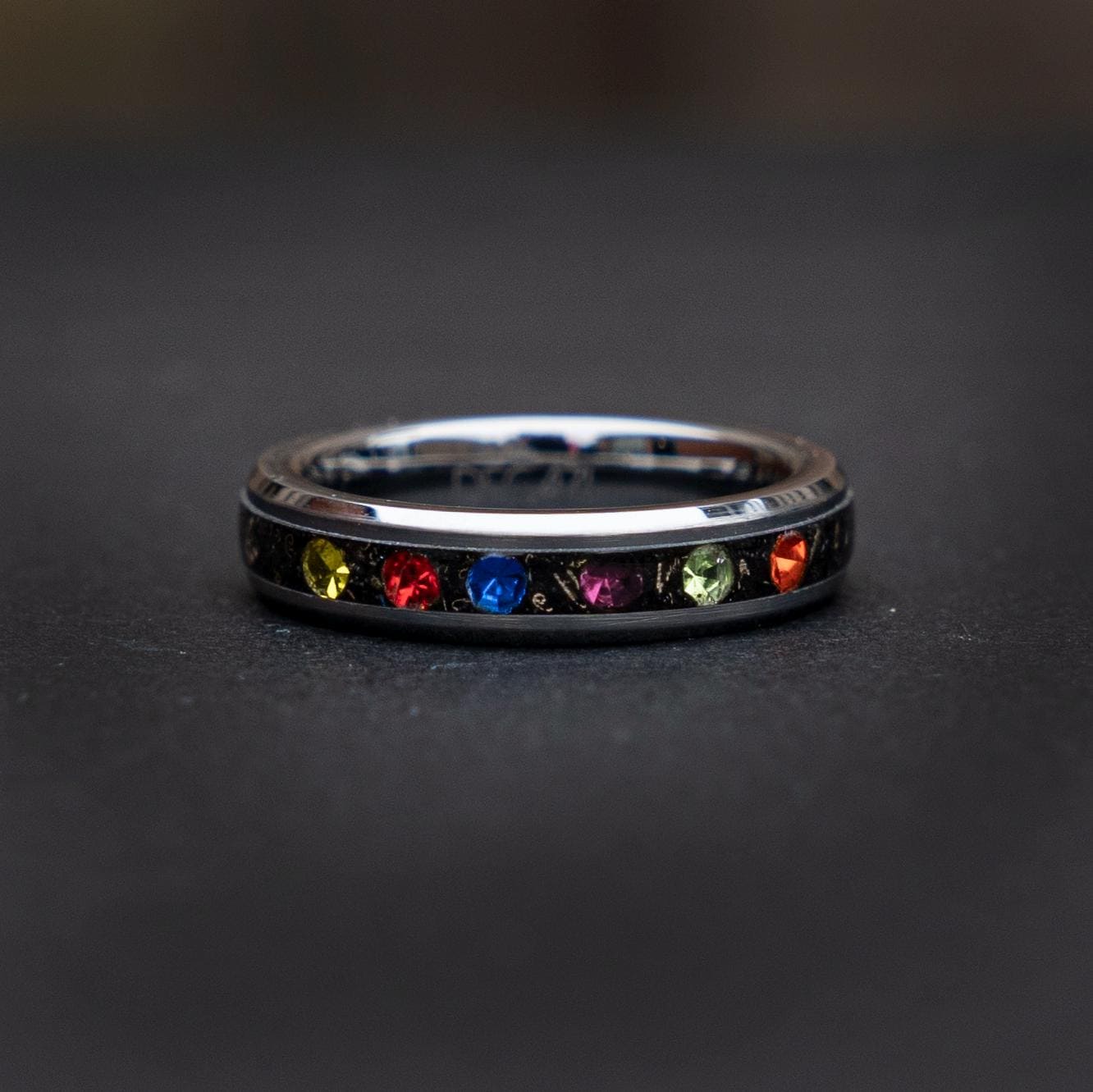 4mm Meteorite ring, The Six Infinity Stones Mens Ring, Comic Book Inspired Cubic Zirconia Ring, Tungsten Engagement Ring, Anime Fan Art Gift