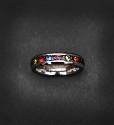 4mm Meteorite ring, The Six Infinity Stones Mens Ring, Comic Book Inspired Cubic Zirconia Ring, Tungsten Engagement Ring, Anime Fan Art Gift