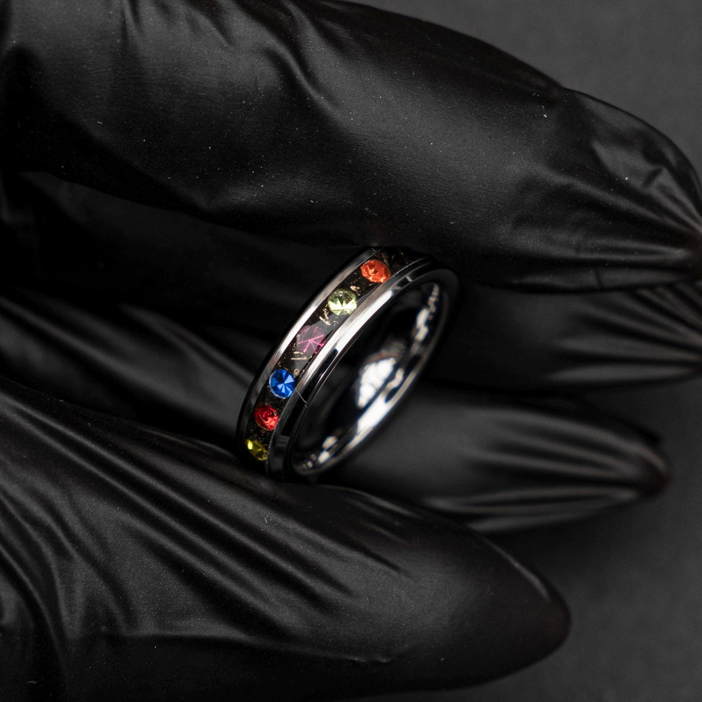 4mm Meteorite ring, The Six Infinity Stones Mens Ring, Comic Book Inspired Cubic Zirconia Ring, Tungsten Engagement Ring, Anime Fan Art Gift