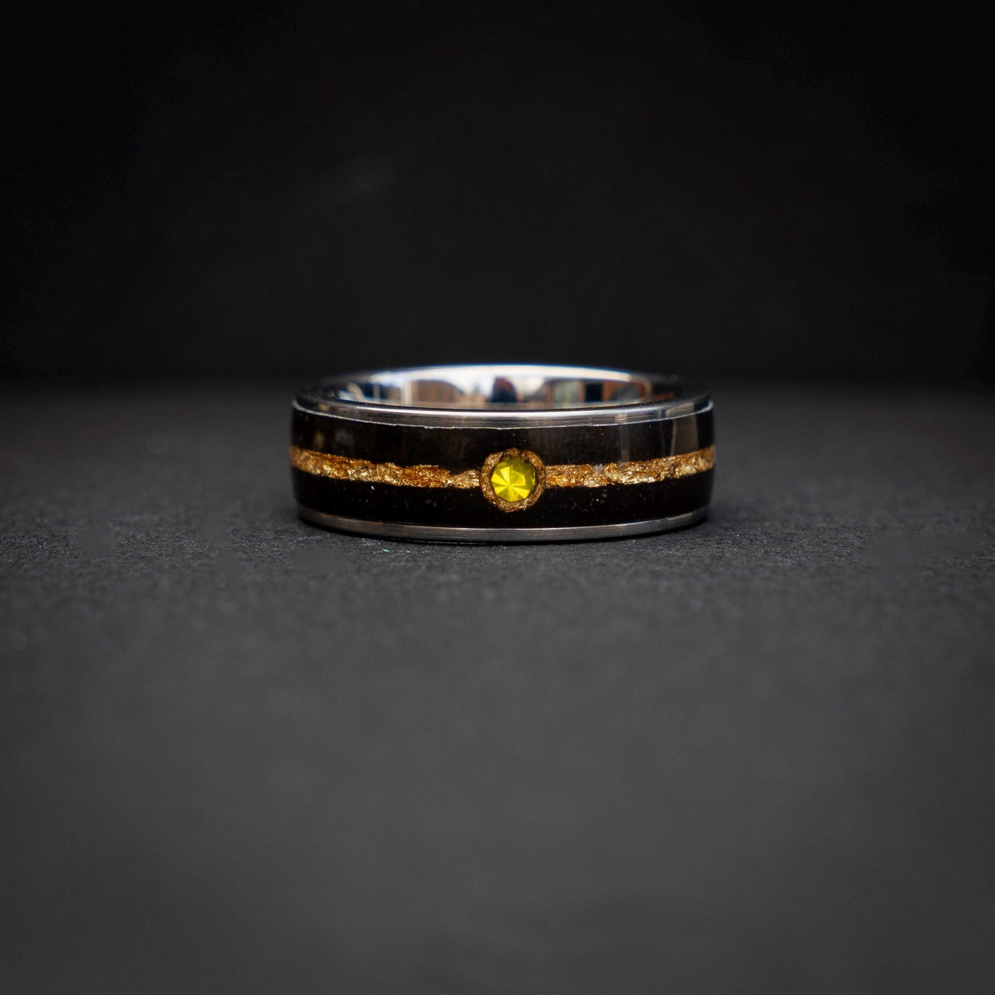 18k Gold Leaf Ball Silver Tungsten Ring, Japanese Anime Inspired, Unique Ring, Handmade Jewelry, Wedding Ring, Cubic Zirconia Ring, Decazi