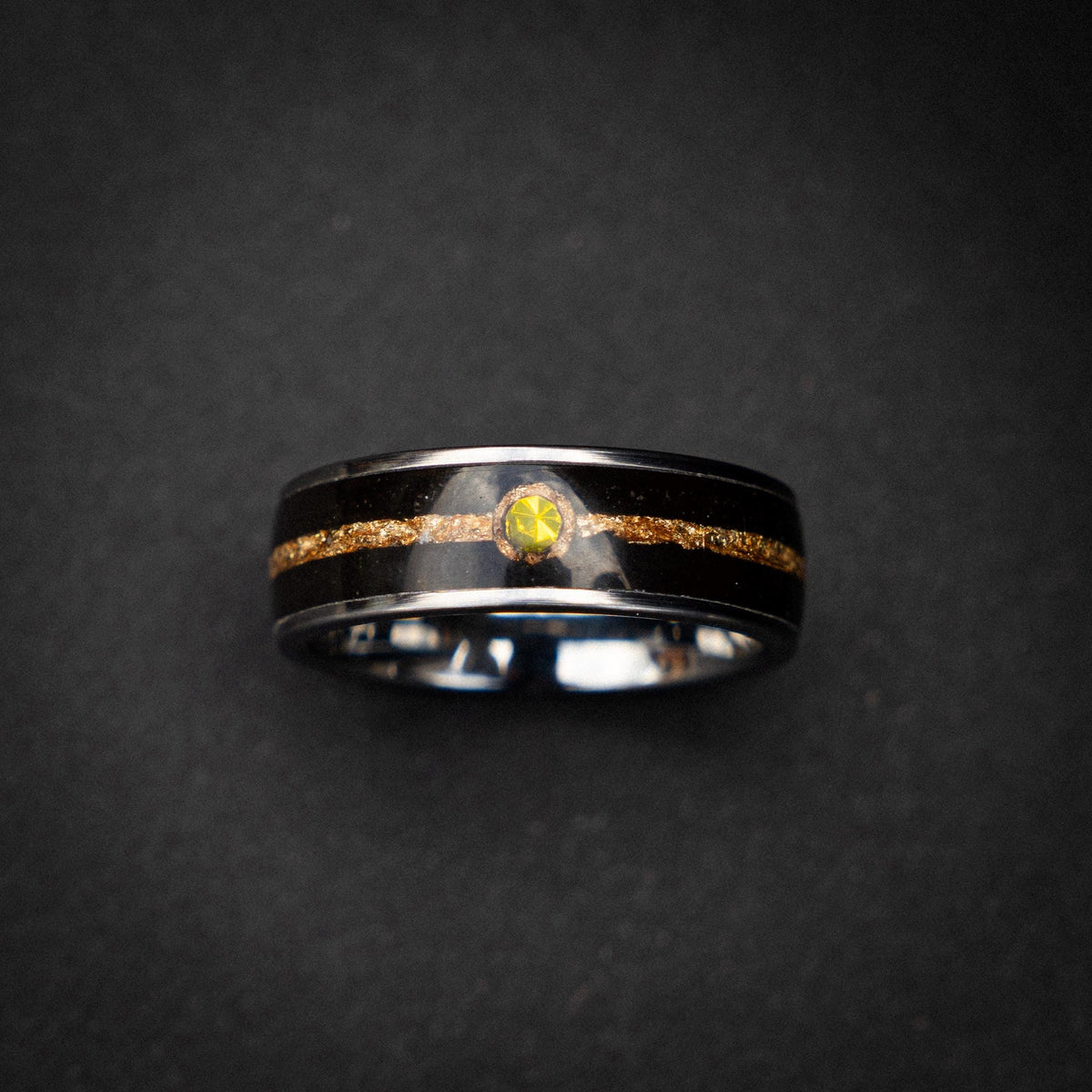 18k Gold Leaf Ball Silver Tungsten Ring, Japanese Anime Inspired, Unique Ring, Handmade Jewelry, Wedding Ring, Cubic Zirconia Ring, Decazi