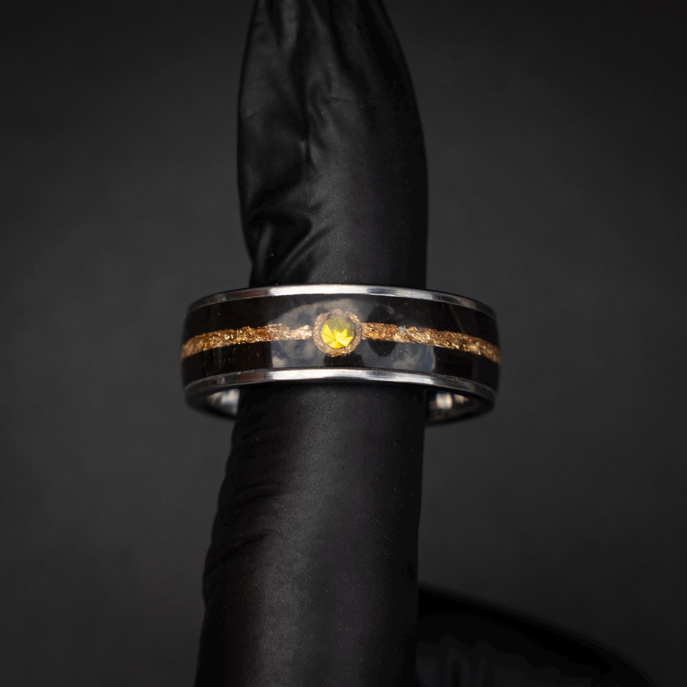 18k Gold Leaf Ball Silver Tungsten Ring, Japanese Anime Inspired, Unique Ring, Handmade Jewelry, Wedding Ring, Cubic Zirconia Ring, Decazi