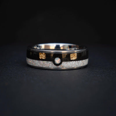 Ultra Ball Silver Tungsten Ring, Japanese Anime Inspired, Unique Ring, Handmade Jewelry, Wedding Ring, Cubic Zirconia Ring, Decazi
