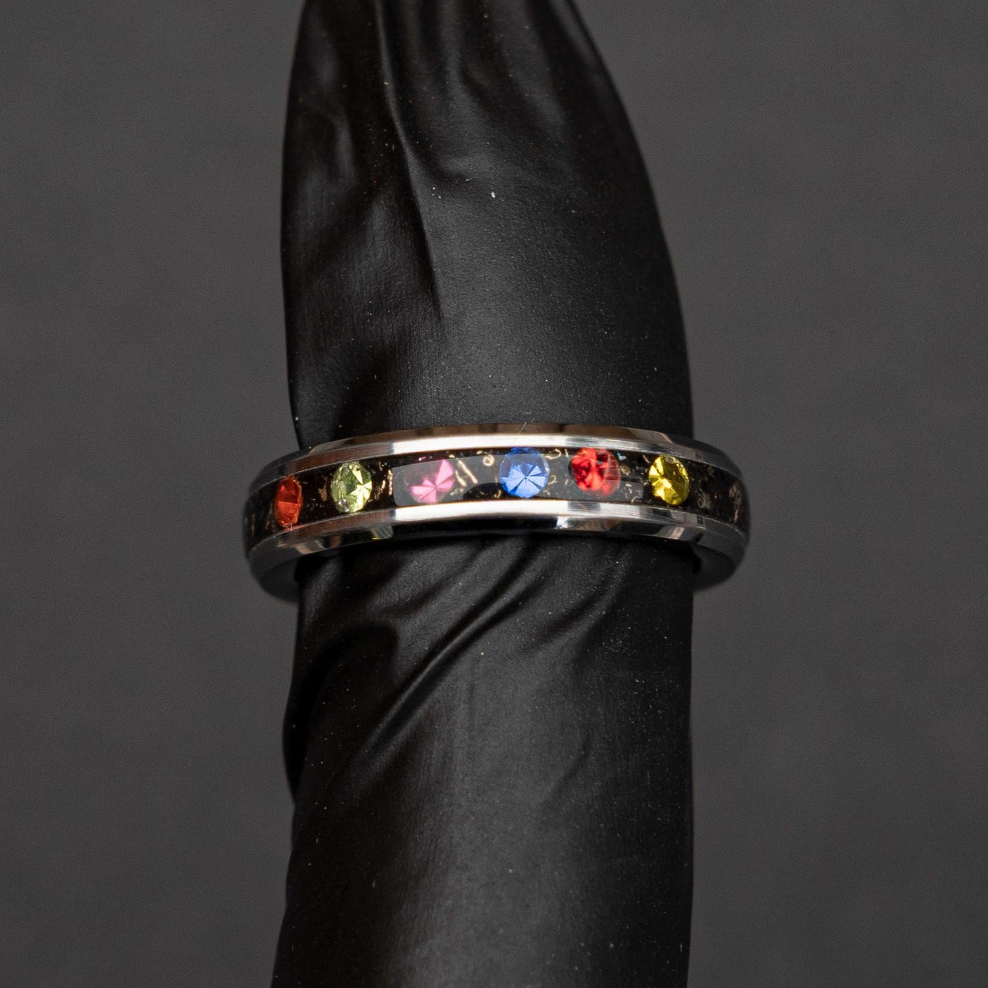 4mm Meteorite ring, The Six Infinity Stones Mens Ring, Comic Book Inspired Cubic Zirconia Ring, Tungsten Engagement Ring, Anime Fan Art Gift