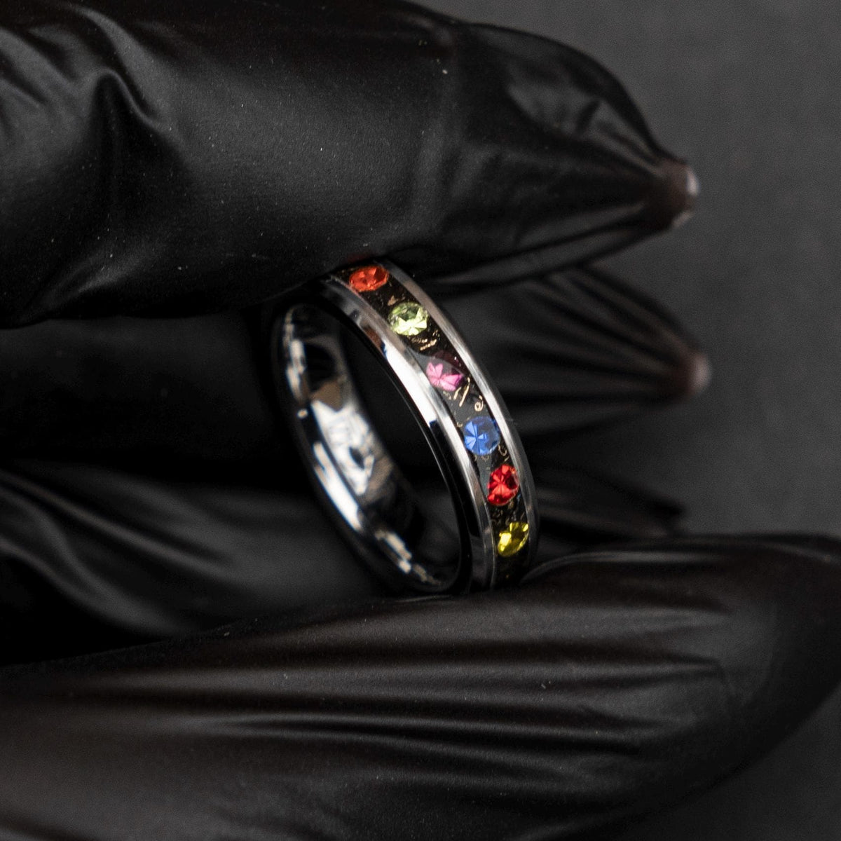 4mm Meteorite ring, The Six Infinity Stones Mens Ring, Comic Book Inspired Cubic Zirconia Ring, Tungsten Engagement Ring, Anime Fan Art Gift