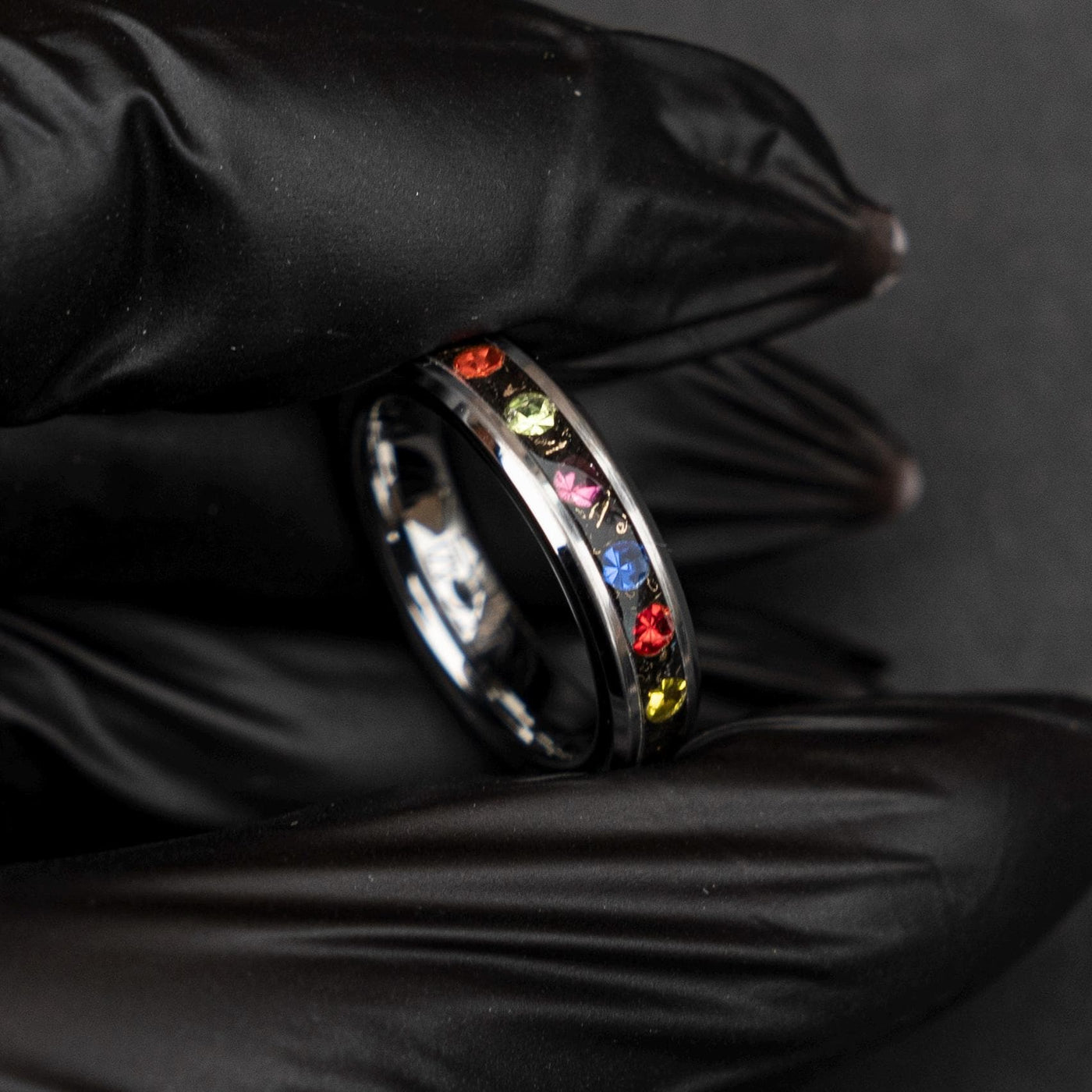 4mm Meteorite ring, The Six Infinity Stones Mens Ring, Comic Book Inspired Cubic Zirconia Ring, Tungsten Engagement Ring, Anime Fan Art Gift