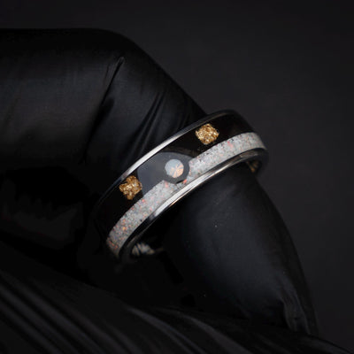 Ultra Ball Silver Tungsten Ring, Japanese Anime Inspired, Unique Ring, Handmade Jewelry, Wedding Ring, Cubic Zirconia Ring, Decazi