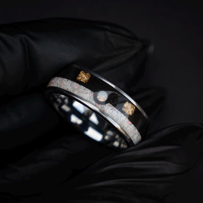 Ultra Ball Silver Tungsten Ring, Japanese Anime Inspired, Unique Ring, Handmade Jewelry, Wedding Ring, Cubic Zirconia Ring, Decazi