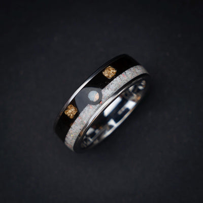 Ultra Ball Silver Tungsten Ring, Japanese Anime Inspired, Unique Ring, Handmade Jewelry, Wedding Ring, Cubic Zirconia Ring, Decazi