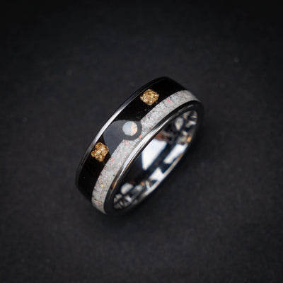 Ultra Ball Silver Tungsten Ring, Japanese Anime Inspired, Unique Ring, Handmade Jewelry, Wedding Ring, Cubic Zirconia Ring, Decazi