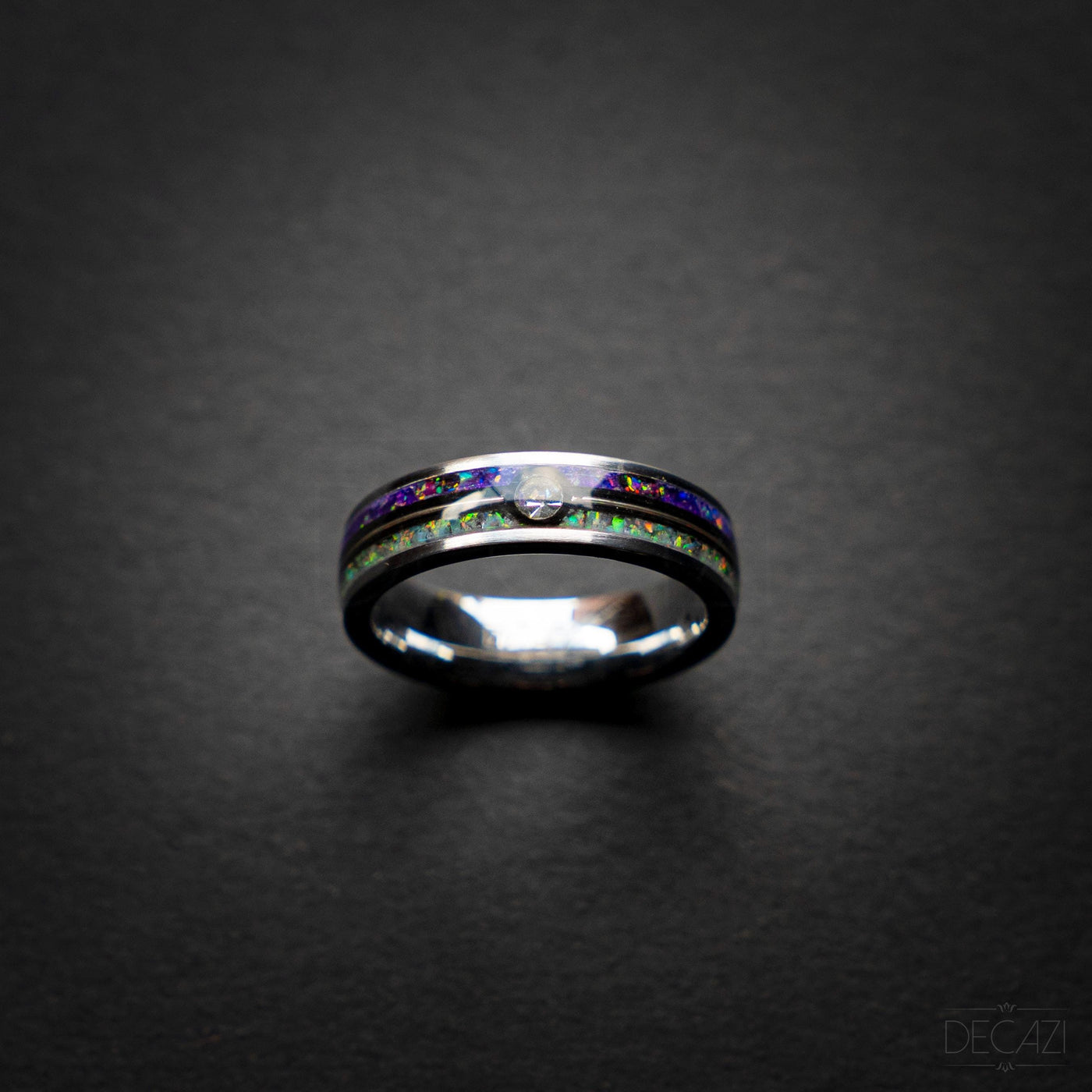 Master Ball Platinum Silver Tungsten Ring, Japanese Anime Inspired, Fire Opal Ring, Cubic Zirconia Ring, Handmade Jewelry, Wedding Ring