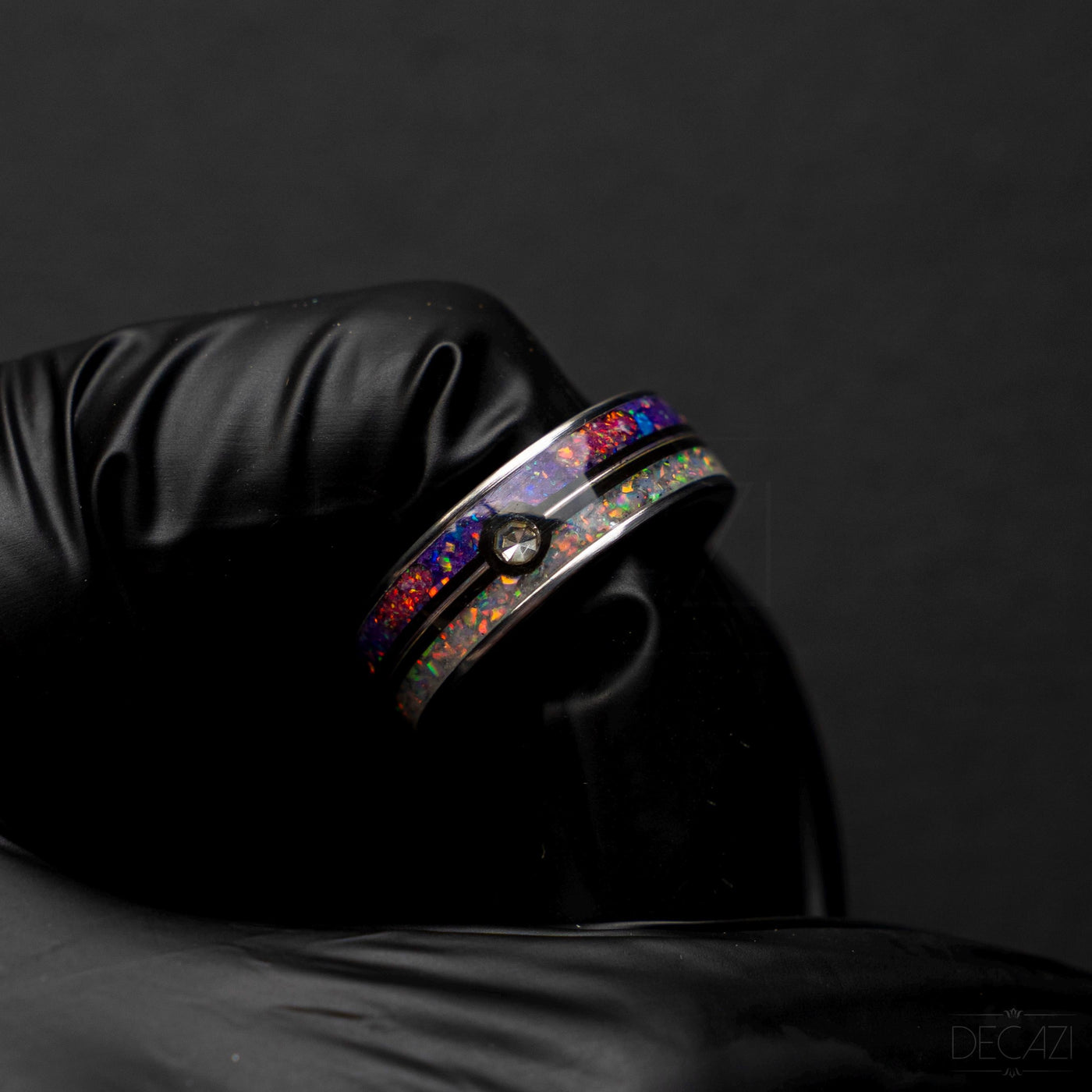 Master Ball Platinum Silver Tungsten Ring, Fire Opal Ring, Wedding Ring, Japanese Anime Inspired, Cubic Zirconia Ring, Handmade Jewelry