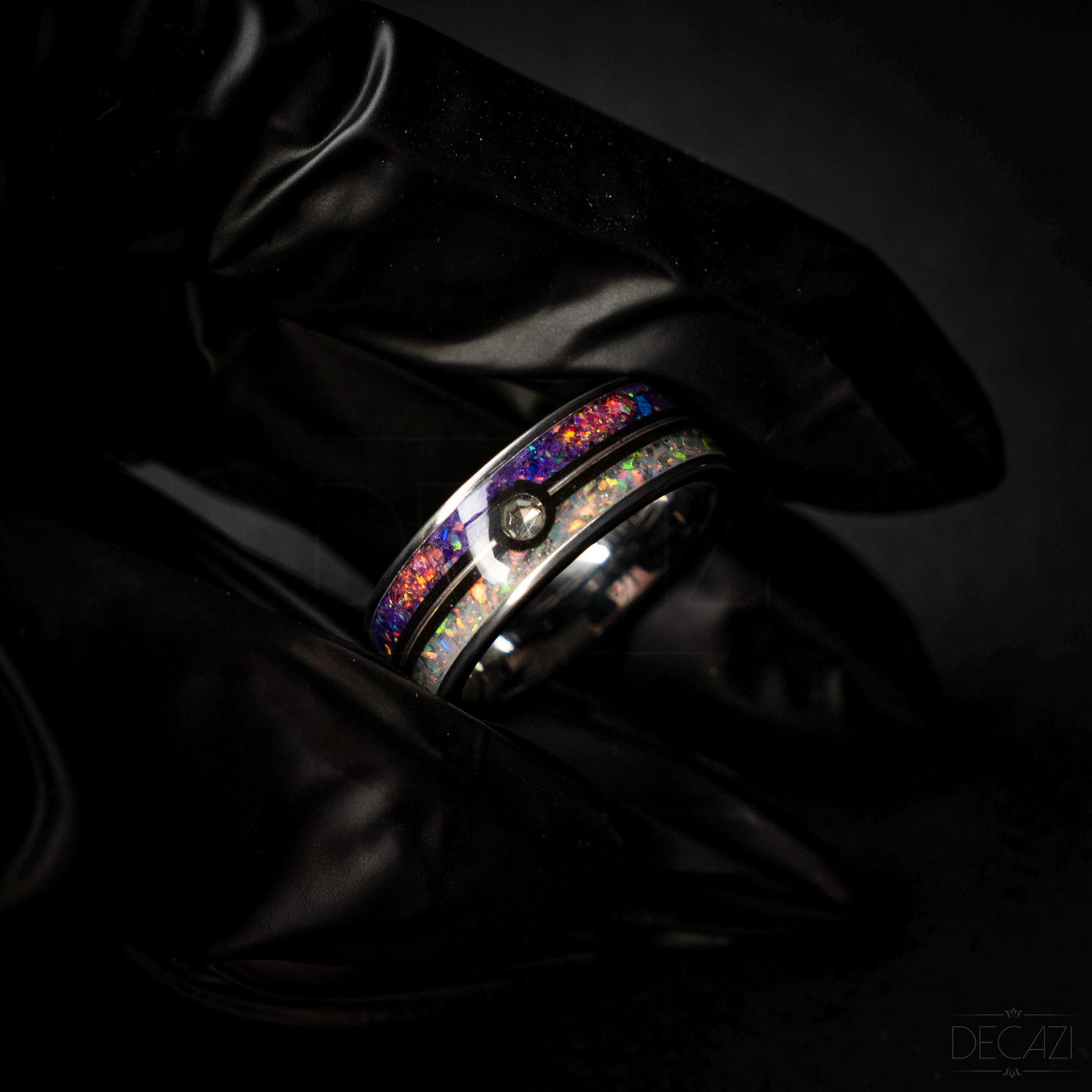 Master Ball Platinum Silver Tungsten Ring, Fire Opal Ring, Wedding Ring, Japanese Anime Inspired, Cubic Zirconia Ring, Handmade Jewelry