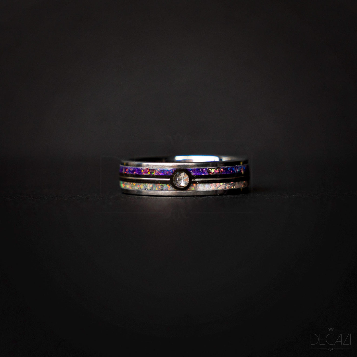 Master Ball Platinum Silver Tungsten Ring, Japanese Anime Inspired, Fire Opal Ring, Cubic Zirconia Ring, Handmade Jewelry, Wedding Ring