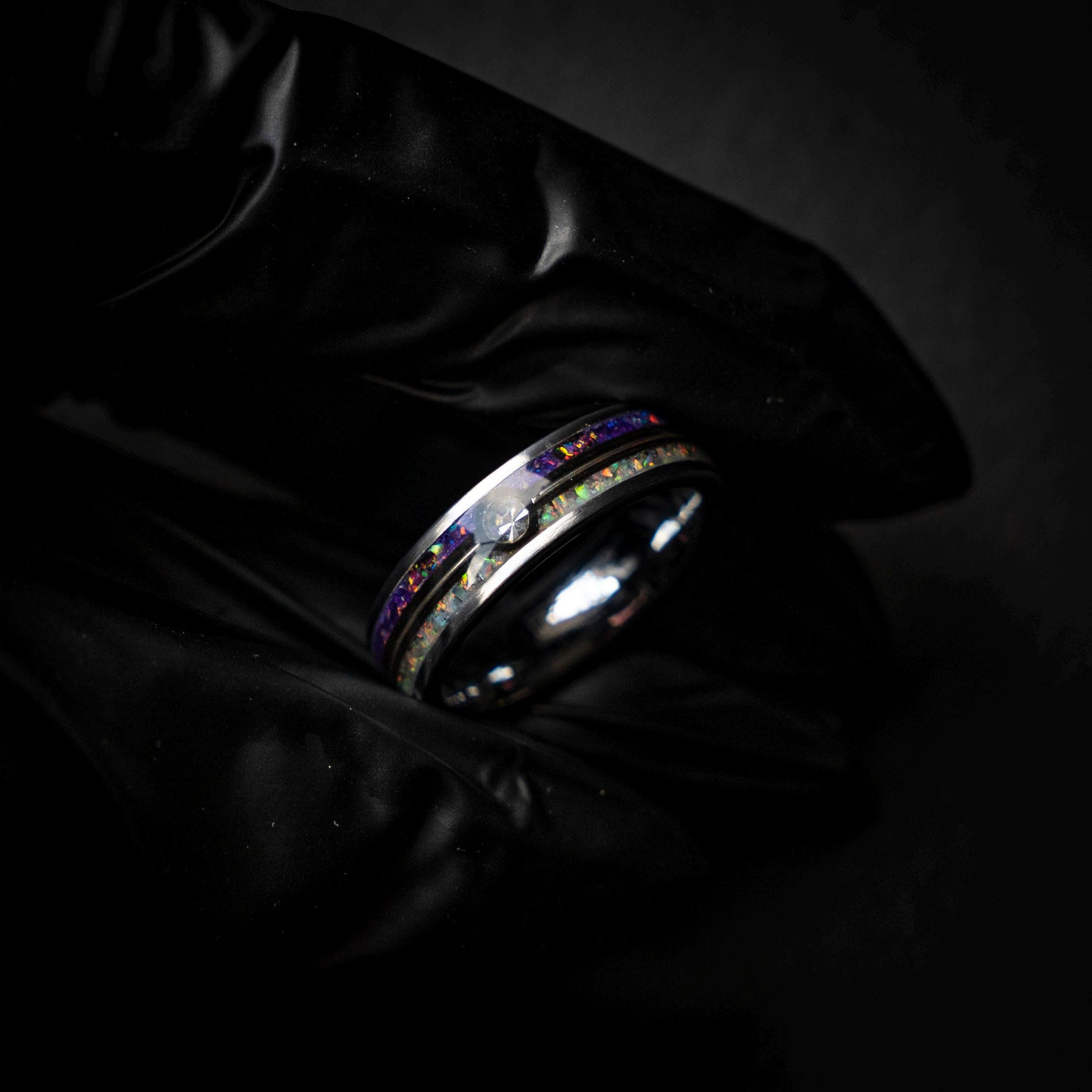 Master Ball Platinum Silver Tungsten Ring, Japanese Anime Inspired, Fire Opal Ring, Cubic Zirconia Ring, Handmade Jewelry, Wedding Ring