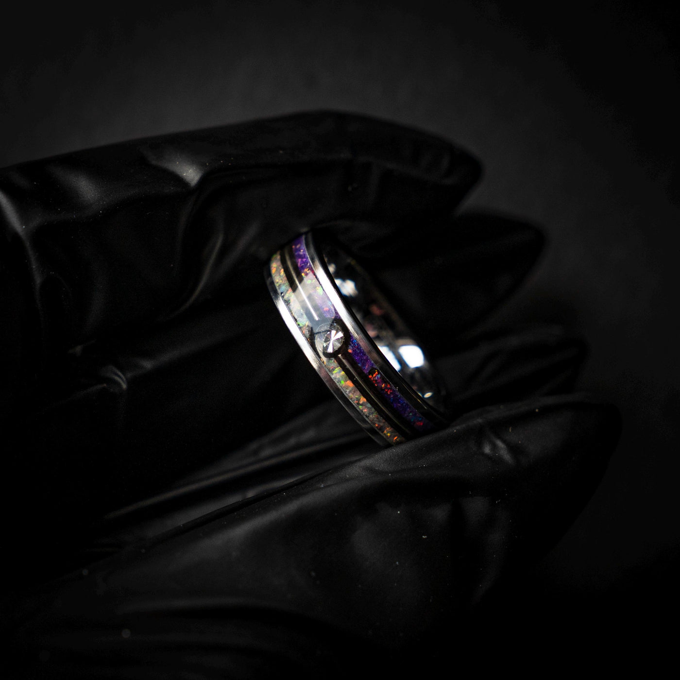 Master Ball Platinum Silver Tungsten Ring, Japanese Anime Inspired, Fire Opal Ring, Cubic Zirconia Ring, Handmade Jewelry, Wedding Ring