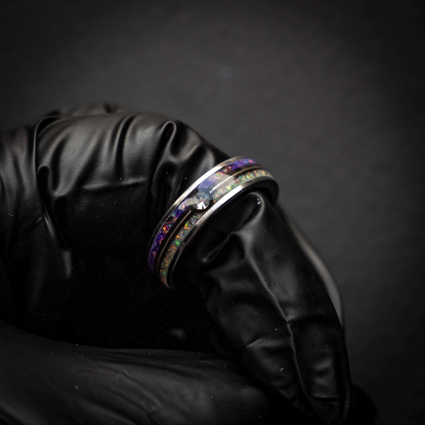 Master Ball Platinum Silver Tungsten Ring, Japanese Anime Inspired, Fire Opal Ring, Cubic Zirconia Ring, Handmade Jewelry, Wedding Ring