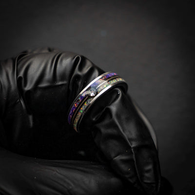 Master Ball Platinum Silver Tungsten Ring, Japanese Anime Inspired, Fire Opal Ring, Cubic Zirconia Ring, Handmade Jewelry, Wedding Ring