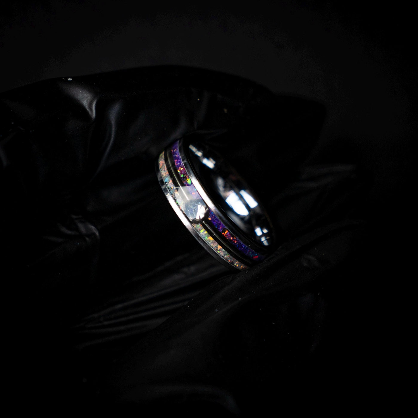 Master Ball Platinum Silver Tungsten Ring, Japanese Anime Inspired, Fire Opal Ring, Cubic Zirconia Ring, Handmade Jewelry, Wedding Ring