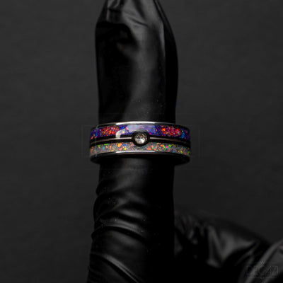 Master Ball Platinum Silver Tungsten Ring, Fire Opal Ring, Wedding Ring, Japanese Anime Inspired, Cubic Zirconia Ring, Handmade Jewelry