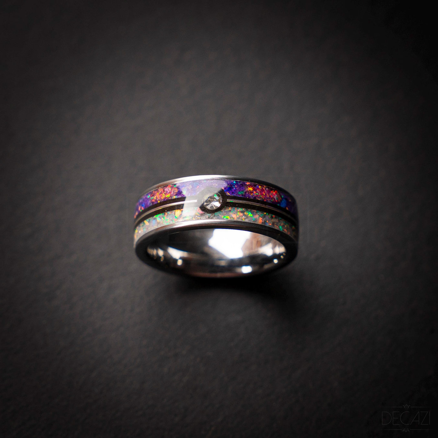 Master Ball Platinum Silver Tungsten Ring, Fire Opal Ring, Wedding Ring, Japanese Anime Inspired, Cubic Zirconia Ring, Handmade Jewelry