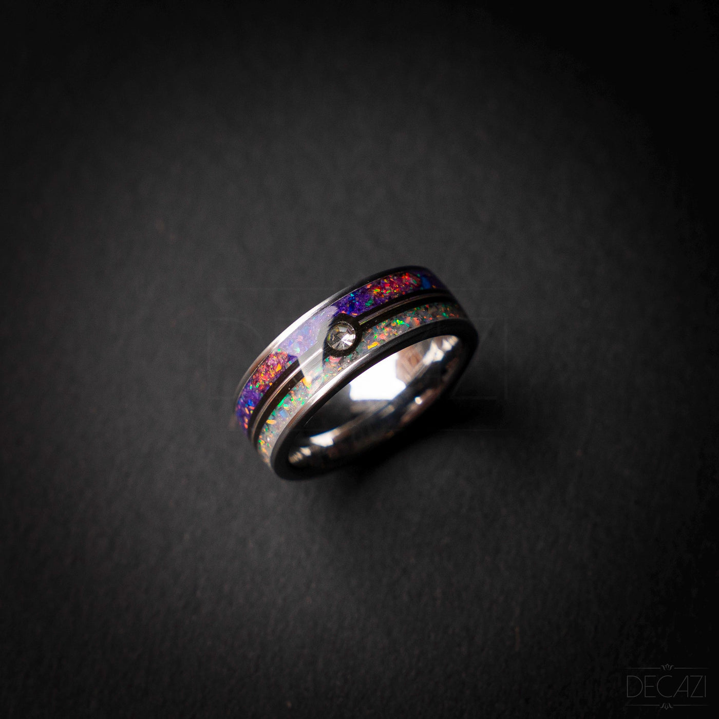 Master Ball Platinum Silver Tungsten Ring, Fire Opal Ring, Wedding Ring, Japanese Anime Inspired, Cubic Zirconia Ring, Handmade Jewelry